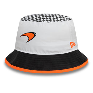 McLaren Racing F1 New Era Checkered Tapered Bucket Hat - White - image 1