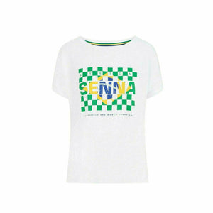 Ayrton Senna Women's Fanwear Flag T-Shirt- White - image 1