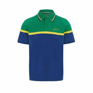 Ayrton Senna Men's Fanwear Strip Polo Shirt- Navy - image 1