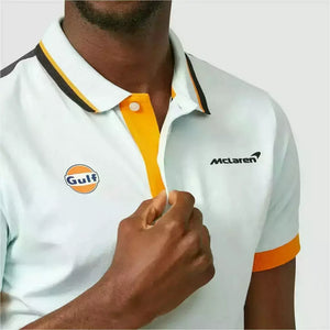 McLaren F1 Gulf Collaboration Men's Classic Polo Shirt -Light Blue - image 5