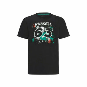 Mercedes Benz AMG Petronas F1 Men's George Russell #63 T-Shirt -Black/White - image 1
