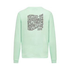 Mercedes AMG Petronas F1 Long Sleeve Retro T-Shirt - Mint/Lilac/Blue - image 3