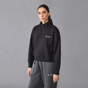 Mercedes AMG Petronas F1 Women's Relaxed Fit 1/4 Zip Sweater - Black - image 4