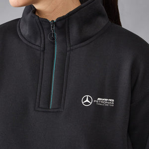Mercedes AMG Petronas F1 Women's Relaxed Fit 1/4 Zip Sweater - Black - image 6