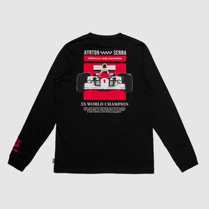 Ayrton Senna F1 3X World Champion Long Sleeve T-Shirt - Black - image 2