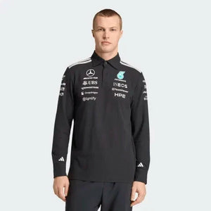 Mercedes - AMG Petronas Formula One 2026 Men's Team Long Sleeve Polo Shirt - Black - image 3