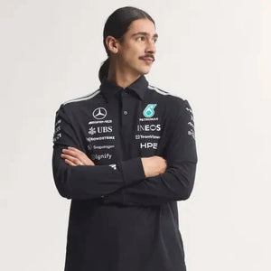 Mercedes - AMG Petronas Formula One 2026 Men's Team Long Sleeve Polo Shirt - Black - image 7