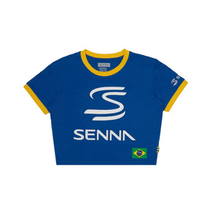 Ayrton Senna F1 Women's Legacy Crop T-Shirt - Blue/Yellow - image 1