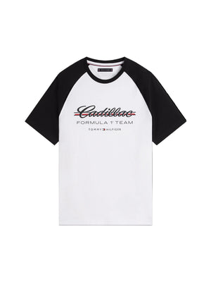 Cadillac F1 Racing Script Raglan T-Shirt - White - image 1