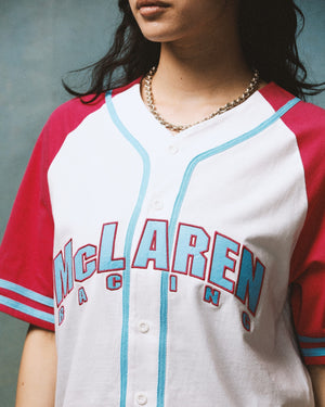 McLaren Racing F1 Special Edition Miami GP Mitchell & Ness Baseball Jersey - Blue/Pink - image 7