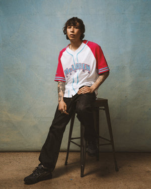 McLaren Racing F1 Special Edition Miami GP Mitchell & Ness Baseball Jersey - Blue/Pink - image 6