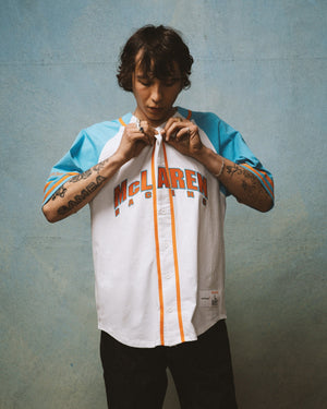 McLaren Racing F1 Special Edition Miami GP Mitchell & Ness Baseball Jersey - Blue/Pink - image 4