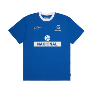Ayrton Senna F1 #12 Nacional Ringer T-Shirt - Blue - image 1