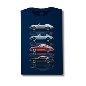 GrandPrix Originals USA Porsche Air Cooled Street Cars Slim Cut T-Shirt - Dark Navy/Gray - image 1