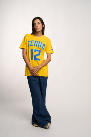 Ayrton Senna F1 Collegiate T-Shirt - Blue/Yellow - image 8