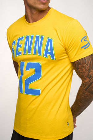 Ayrton Senna F1 Collegiate T-Shirt - Blue/Yellow - image 13