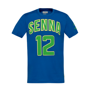 Ayrton Senna F1 Collegiate T-Shirt - Blue/Yellow - image 1