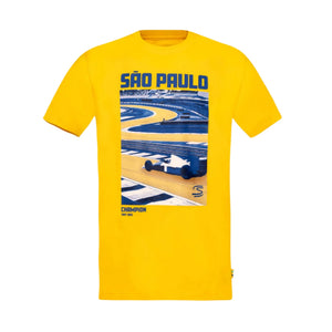 Ayrton Senna F1 Sao Paulo Circuit Graphic T-Shirt - Yellow - image 1