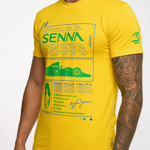 Ayrton Senna F1 Race T-Shirt - White/Yellow - image 3
