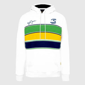 Ayrton Senna F1 Stripe Pullover Hoodie - White/Yellow - image 1