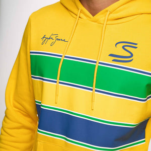 Ayrton Senna F1 Stripe Pullover Hoodie - White/Yellow - image 11
