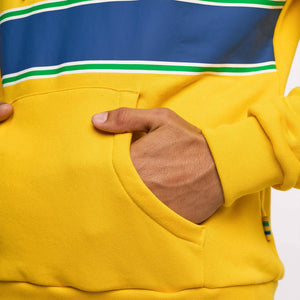 Ayrton Senna F1 Stripe Pullover Hoodie - White/Yellow - image 3