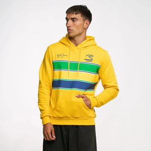 Ayrton Senna F1 Stripe Pullover Hoodie - White/Yellow - image 6