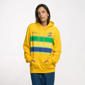 Ayrton Senna F1 Stripe Pullover Hoodie - White/Yellow - image 9