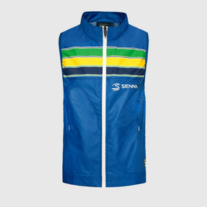 Ayrton Senna F1 Stripe Windbreaker Vest - White/Blue - image 1