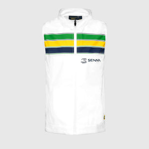 Ayrton Senna F1 Stripe Windbreaker Vest - White/Blue - image 2