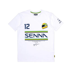 Ayrton Senna F1 #12 Stripe T-Shirt - Navy/White/Yellow - image 1