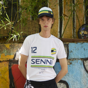 Ayrton Senna F1 #12 Stripe T-Shirt - Navy/White/Yellow - image 7