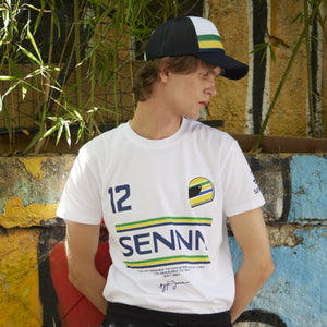 Ayrton Senna F1 #12 Stripe T-Shirt - Navy/White/Yellow - image 4