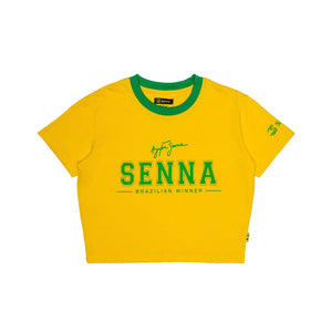 Ayrton Senna F1 Women's Brazil Crop T-Shirt - Yellow - image 1