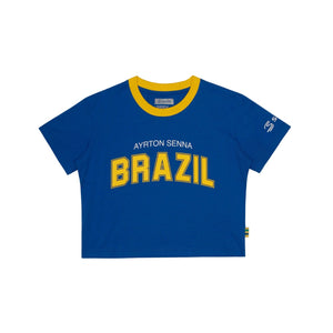 Ayrton Senna F1 Women's Brazil Crop T-Shirt - Blue - image 1