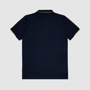 Ayrton Senna F1 Striped Polyester Panel Polo Shirt - Navy - image 2