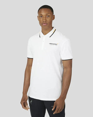 McLaren F1 Men's Core Essentials Small Logo Polo Shirt -Papaya/Vega Blue/Phantom/White/Black - image 1