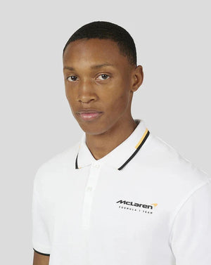 McLaren F1 Men's Core Essentials Small Logo Polo Shirt -Papaya/Vega Blue/Phantom/White/Black - image 14