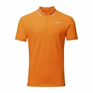 McLaren F1 Men's Core Essentials Small Logo Polo Shirt -Papaya/Vega Blue/Phantom/White/Black - image 4