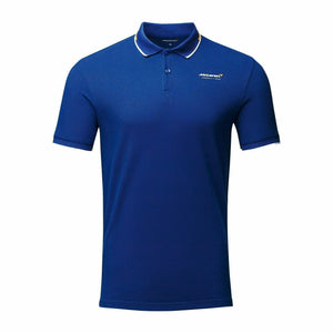 McLaren F1 Men's Core Essentials Small Logo Polo Shirt -Papaya/Vega Blue/Phantom/White/Black - image 3