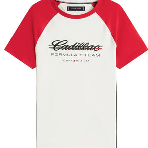 Cadillac F1 Racing Women's Script Raglon T-Shirt - White - image 1