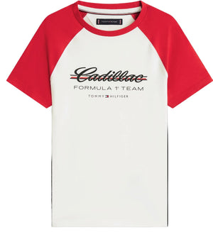 Cadillac F1 Racing Women's Script Raglon T-Shirt - White - image 1