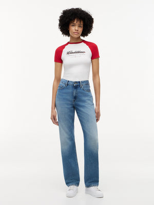 Cadillac F1 Racing Women's Script Raglon T-Shirt - White - image 4