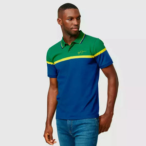 Ayrton Senna Men's Fanwear Strip Polo Shirt- Navy - image 3