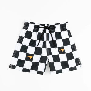 McLaren F1 x Kenny Flowers Infant Checkered Flag Boys Swim Trunks- New Born - image 1