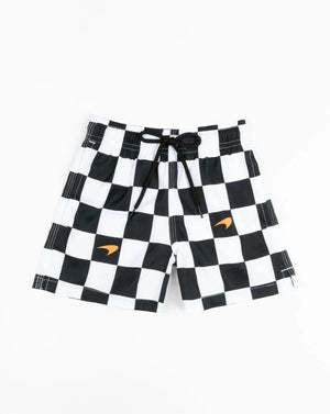 McLaren F1 x Kenny Flowers Infant Checkered Flag Boys Swim Trunks- New Born - image 1