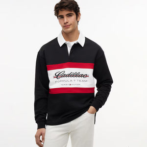 Cadillac F1 Racing Script Rugby Long Sleeve Polo Shirt - Black - image 1