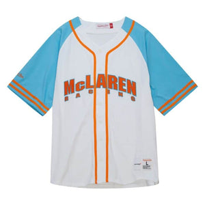 McLaren Racing F1 Special Edition Miami GP Mitchell & Ness Baseball Jersey - Blue/Pink - image 2