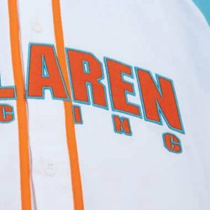 McLaren Racing F1 Special Edition Miami GP Mitchell & Ness Baseball Jersey - Blue/Pink - image 13
