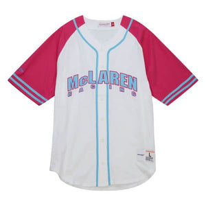 McLaren Racing F1 Special Edition Miami GP Mitchell & Ness Baseball Jersey - Blue/Pink - image 1